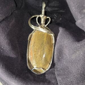 Petrified Wood Sterling Pendant Necklace